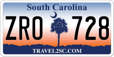 SC license plate ZRO728