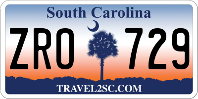 SC license plate ZRO729