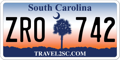SC license plate ZRO742
