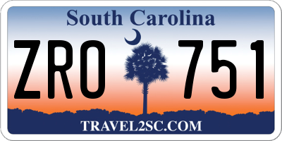 SC license plate ZRO751