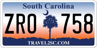 SC license plate ZRO758