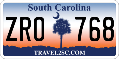 SC license plate ZRO768
