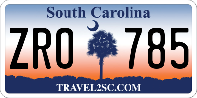 SC license plate ZRO785