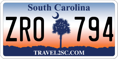 SC license plate ZRO794