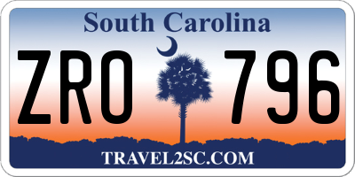 SC license plate ZRO796