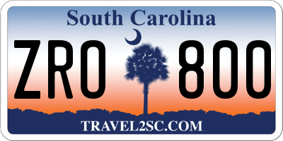SC license plate ZRO800