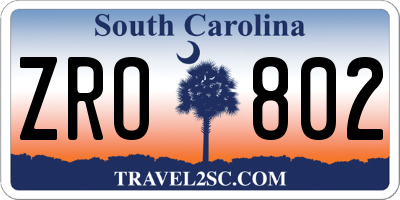 SC license plate ZRO802