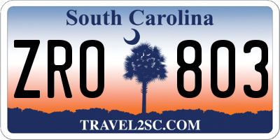 SC license plate ZRO803