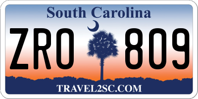 SC license plate ZRO809