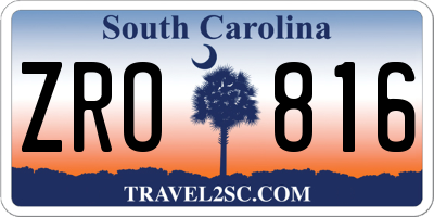 SC license plate ZRO816