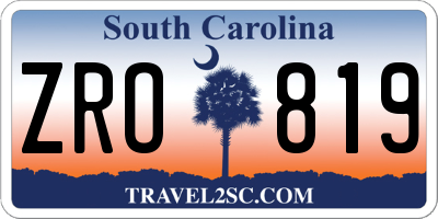 SC license plate ZRO819