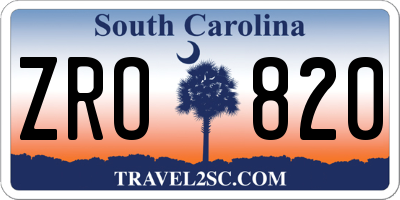SC license plate ZRO820