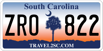 SC license plate ZRO822