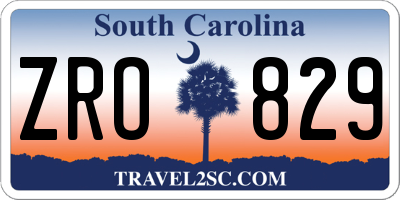 SC license plate ZRO829