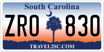 SC license plate ZRO830
