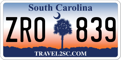SC license plate ZRO839