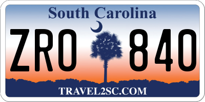SC license plate ZRO840