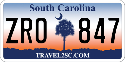 SC license plate ZRO847