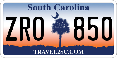 SC license plate ZRO850