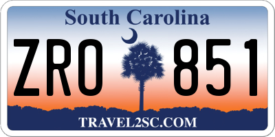 SC license plate ZRO851