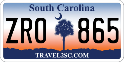 SC license plate ZRO865