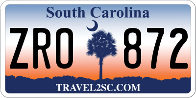 SC license plate ZRO872