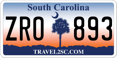 SC license plate ZRO893