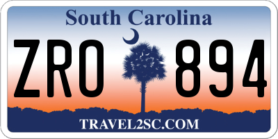 SC license plate ZRO894