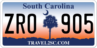 SC license plate ZRO905