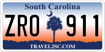 SC license plate ZRO911