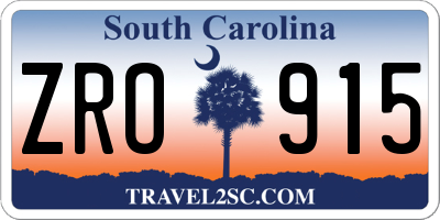 SC license plate ZRO915