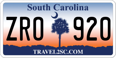 SC license plate ZRO920