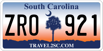SC license plate ZRO921