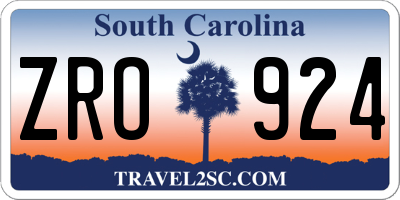 SC license plate ZRO924