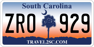 SC license plate ZRO929