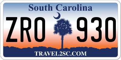 SC license plate ZRO930