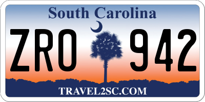 SC license plate ZRO942
