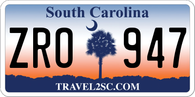 SC license plate ZRO947