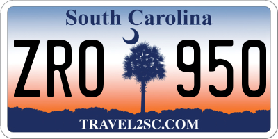SC license plate ZRO950