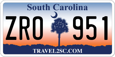 SC license plate ZRO951