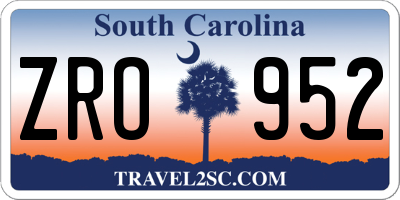 SC license plate ZRO952