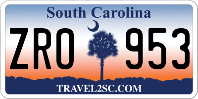 SC license plate ZRO953