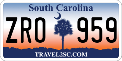 SC license plate ZRO959