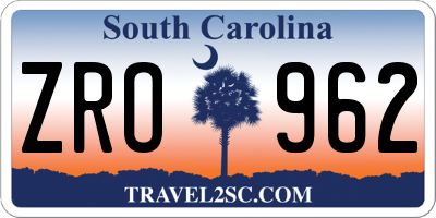 SC license plate ZRO962