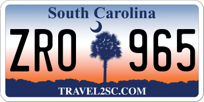 SC license plate ZRO965