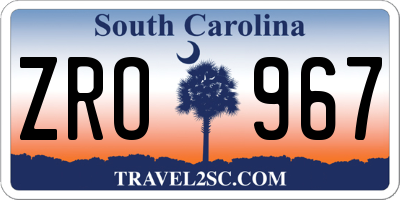 SC license plate ZRO967