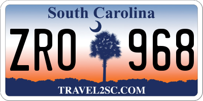 SC license plate ZRO968