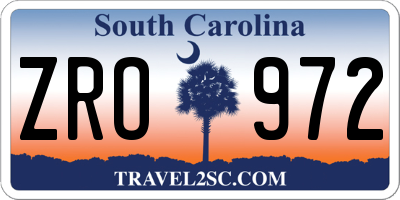 SC license plate ZRO972