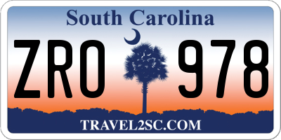 SC license plate ZRO978
