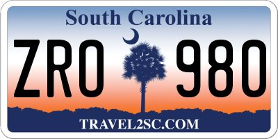 SC license plate ZRO980